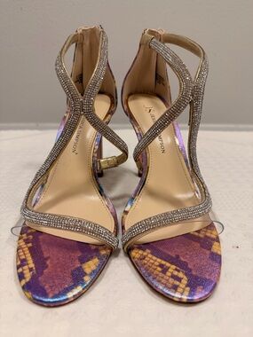 Jessica Simpson Purple Multicolor Crystal-Strap Sandals
